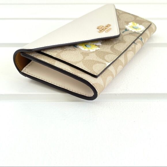 Coach Slim Envelope Wallet In Signature Canvas With Daisy Print New with tags - Picture 6 of 16